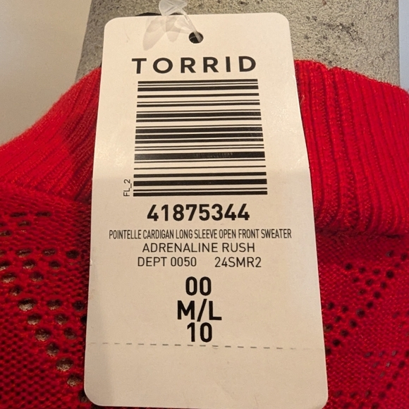 Torrid NWT red Pointelle Cardigan Open Front Sweater Size M/L - Picture 13 of 13
